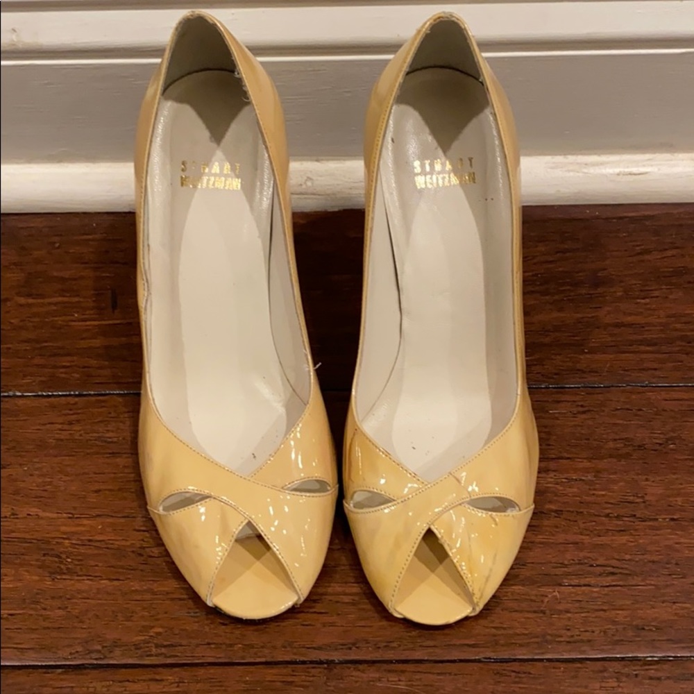 Stuart Weitzman Leather Peep Toe Heel Size 8